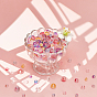 PandaHall Elite 325Pcs 5 Colors Frosted Spray Painted Glass Beads Strands, with Golden Foil, Round