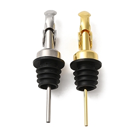 304 Stainless Steel Self Closing Wine Pourers, Auto Flip Wine Bottle Stoppers with TPE Dust Cap