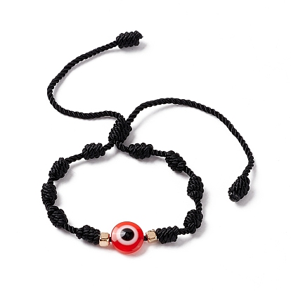 Resin Evil Eye Braided Bead Bracelet with Knot Cord, Adjustable Lucky Bracelet for Men Women