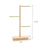 3-Tier Wood Earring Organizer Display Stands, with Golden Tone Iron Bar