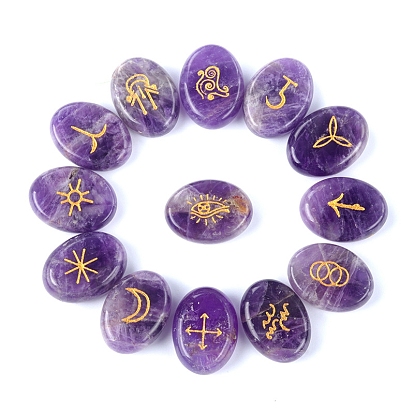 Piedras rúnicas de piedras preciosas naturales ovaladas, piedras curativas para equilibrar los chakras, terapia con cristales, meditación, reiki, piedra de adivinación