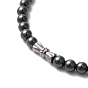 Synthetic Non-magnetic Hematite Oval Pendant Necklace with Round Beaded Chains