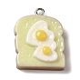 Opaque Resin Imitation Food Pendants, Egg Bread Charms with Platinum Tone Iron Loops