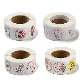 Mother's Day 8 Styles Stickers Roll, Round Paper Adhesive Labels, Decorative Sealing Stickers for Gifts, Party