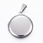 304 Stainless Steel Locket Pendants, Photo Frame Charms for Necklaces, Flat Round