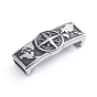 Retro 304 Stainless Steel Slide Charms/Slider Beads, for Leather Cord Bracelets Making, Rectangle with Compass