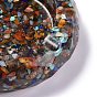 Resin with Natural Gemstone Chip Stones Ashtray, Home OFFice Tabletop Decoration, Flat Round