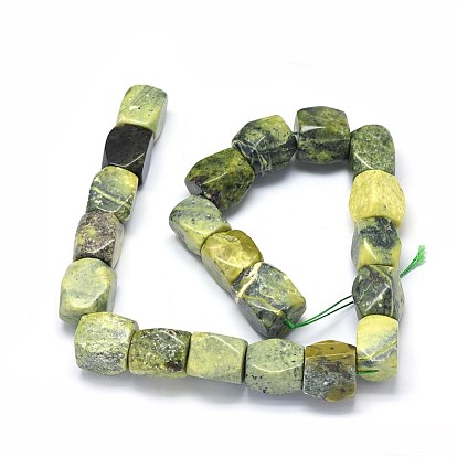 Natural Serpentine Beads Strands, Faceted, Cuboid