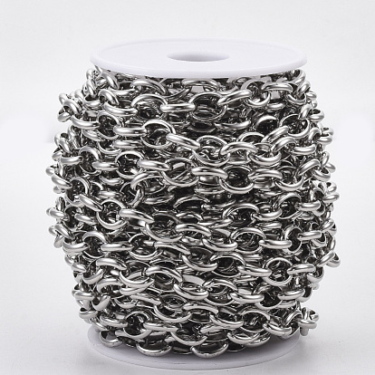 304 Stainless Steel Rolo Chains, Belcher Chains, Unwelded, with Spool
