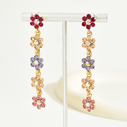 Boucles d'oreilles pendantes en laiton plaqué or véritable, micro pavé de zircone cubique pour femmes, fleur