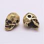 Brass Micro Pave Grade AAA Cubic Zirconia Beads, Long-Lasting Plated, Cadmium Free & Nickel Free & Lead Free, Skull