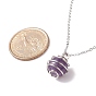 Natural Gemstone Cage Pendant Necklace with 304 Stainless Steel Cable Chains for Women