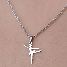 201 Stainless Steel Dancer Pendant Necklace