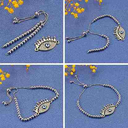 5Pcs 5 Styles Brass Chain Bracelet Making, Slider Bracelets Making, with Rhinestone