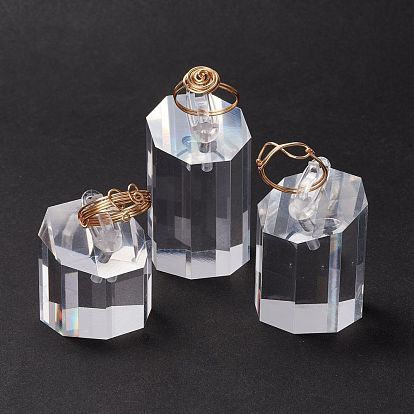 Acrylic Finger Ring Display Stands Set, Octagon