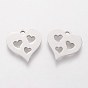 304 Stainless Steel Charms, Stamping Blank Tag, Heart with Heart