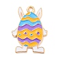 Easter Theme Alloy Enamel Pendants, Light Gold, Egg/Gnome Charm