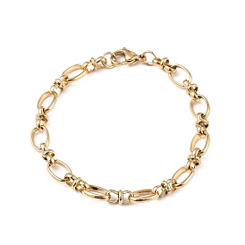 Ion Plating(IP) 304 Stainless Steel Bowknot & Oval Link Chain Bracelet for Women