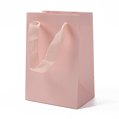 Bolsas de papel kraft, con asas de cinta, bolsas de regalo, bolsas de compra, Rectángulo