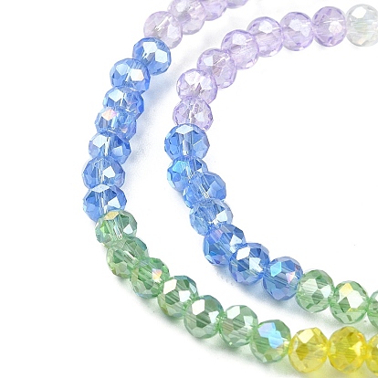 Transparent Electroplate Glass Beads Strands, AB Color Plated, Faceted, Abacus