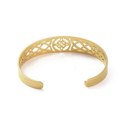 304 bracelets manchette en acier inoxydable, bracelets creux de noeud de sorcière pour les femmes
