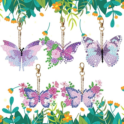 Kits de decoración colgante diy mariposa, Incluye bolsa de pedrería de resina., bolígrafo adhesivo de diamante, bandeja, placa y pegamento, fornituras de arcilla y metal.