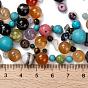 Natural Mixed Gemstone Beads, Faceted, No Faceted, Round