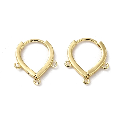 Rack Plating Brass Hoop Earrings Finding, Ear Wire with Loops, Cadmium Free & Lead Free, Long-Lasting Plated