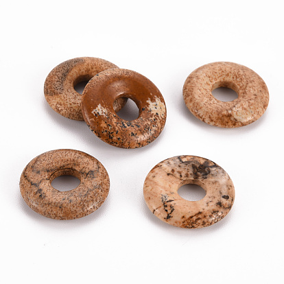 Pendentifs pierres fines mixtes, disque de donut / pi
