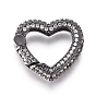 Brass Spring Gate Rings, with Clear Cubic Zirconia, Heart