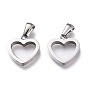 Ion Plating(IP) 304 Stainless Steel Pendants, Manual Polishing, Hollow, Heart