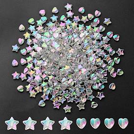 30OPcs 2 Style Eco-Friendly Transparent Acrylic Beads, Heart/Star, Dyed, AB Color