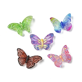 Spray Painted Resin Decoden Cabochons, with Paillette/Glitter Sequins, Butterfly