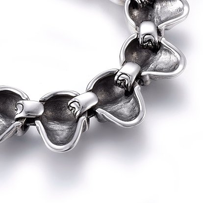 Retro 304 Stainless Steel Link Bracelets, with Lobster Claw Clasps, Skull
