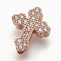 Brass Micro Pave Cubic Zirconia Beads, Lead Free & Cadmium Free, Cross, Clear