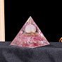 Resin Orgonite Pyramid Display Decorations, with Natural & Synthetic Gemstone, for Home Office Desk