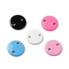 Spray Painted 201 Stainless Steel Connector Charms, Flat Round