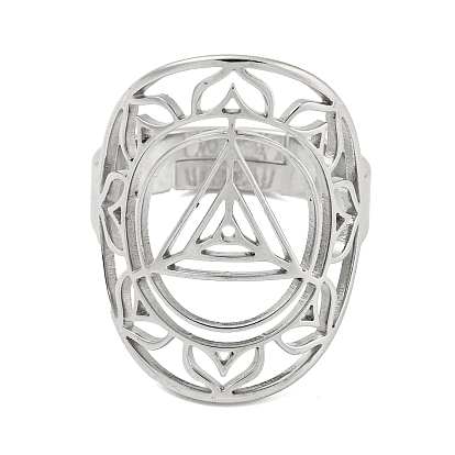 Anillo con loto 304 anillos ajustables de acero inoxidable, anillo de dedo hueco para hombres y mujeres