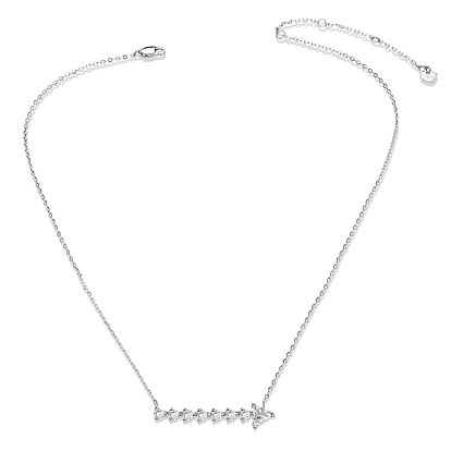TINYSAND 925 Sterling Silver Shining Cubic Zirconia Arrow Pendant Necklaces, with Lobster Claw Clasps, 22.5 inch (including 1in adjustable chain), Packing Size: 9.5x9x2.7
