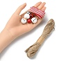 DIY Christmas Snowman Pendant Decoration Making Kit, Including Dyed Natural Wood Beads, Round, Jute String, Polyester Ribbon, for Arts Crafts