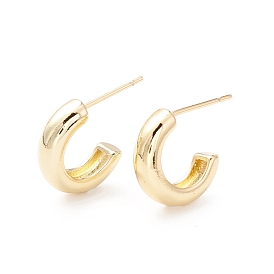 Chunky C-shape Stud Earrings, Half Hoop Earrings, Brass Open Hoop Earrings for Women