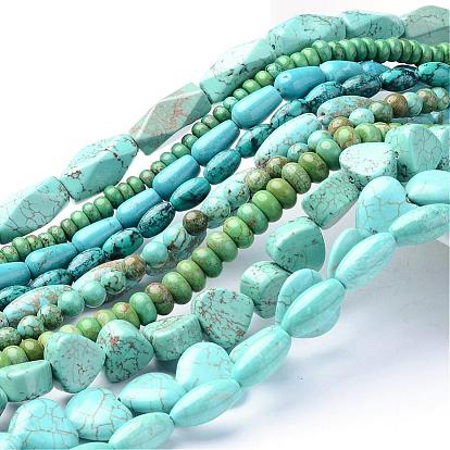 Brins de perles de magnésite naturelle, teints et chauffée, formes mixtes
