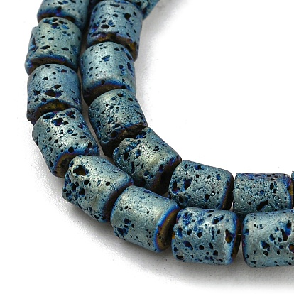 Electroplated Natural Lava Rock Beads Strands, Column