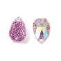 Teardrop Sew on Rhinestone, Resin Rhinestone, 2-Hole Links, AB Color, with Glitter Powder, Faceted, Garment Accessories