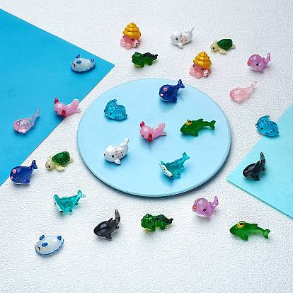 26 pcs 13 estilo cabujones de resina transparente, serie de animales marinos, formas mixtas