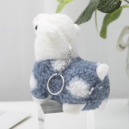 Cute Plush PP Cotton Alpaca Doll Pendant Decorations, Alloy Keychain