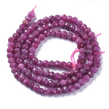 Natural Ruby/Red Corundum Beads Strands, Faceted, Rondelle