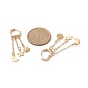 Sun & Moon & Star Stainless Steel Dangle Hoop Earrings, Long Tassel Brass Drop Earrings for Women