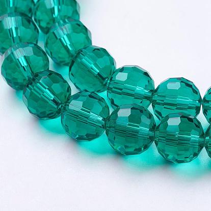 Perles en verre transparentes , à facettes (96 facettes), ronde