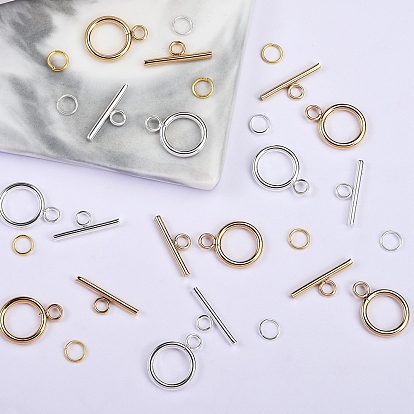 10 Set 2 Colors 304 Stainless Steel Toggle Clasps Set, with 20Pcs Iron Open Jump Rings